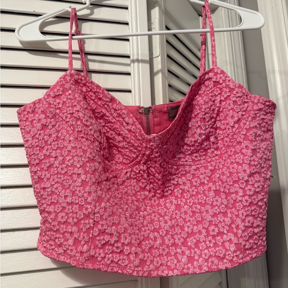 Elegant Pink Floral Crop Top